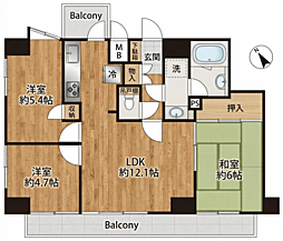 藤和シティホームズ西八王子 3LDKの間取図画像