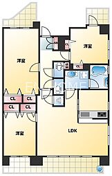 ル・グランデ南船場 4階3LDKの間取り