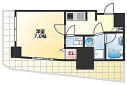 カスタリアタワー肥後橋 1Kの間取図画像