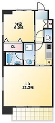 S-RESIDENCE淀屋橋 1LDKの間取図画像