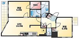 プロパレス上町台ヴェラージュ 2LDKの間取図画像