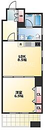 ボーベル長堀 1LDKの間取図画像