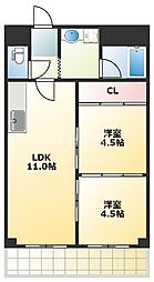 難波リーガルハウス 2LDKの間取図画像