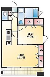 キャピトル安堂寺 1LDKの間取図画像