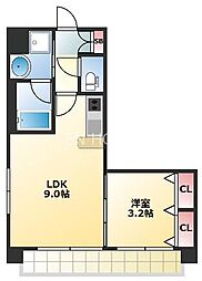 ラルテ天王寺 1LDKの間取図画像