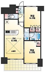エステムプラザ大手前エヴァース 2DKの間取図画像