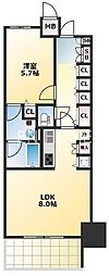 ノステルコート夕陽丘 1LDKの間取図画像
