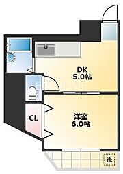 パルテール夕陽ケ丘 1DKの間取図画像