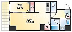 アーベル更紗北堀江 1LDKの間取図画像