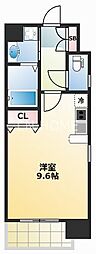 アーバンフラッツ上町 1Kの間取図画像