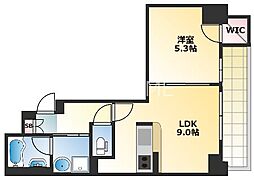 グランデージ難波南 1LDKの間取図画像