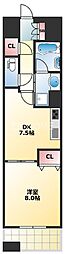 ニューシティーアパートメンツ上町台 1DKの間取図画像