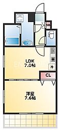 BlueBee桜川駅前 1LDKの間取図画像