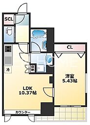 プレジオ難波ASIAN 1LDKの間取図画像