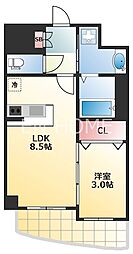 ステージグランデ堺筋本町 1LDKの間取図画像