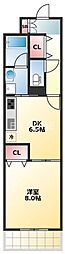 ニューシティーアパートメンツ上町台 1DKの間取図画像