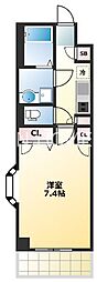 クレール谷町 1Kの間取図画像
