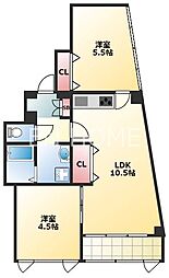 サンノール玉造 2LDKの間取図画像