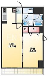 シティヒルズ安堂寺 1LDKの間取図画像