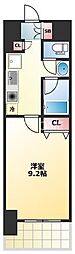 アリヴィオ夕陽ヶ丘 1Kの間取図画像
