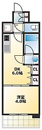 S-RESIDENCE淀屋橋 1DKの間取図画像