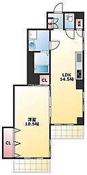 プチロイヤル谷町 1LDKの間取図画像