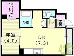 サンガーデン高津橋 1階1DKの間取り