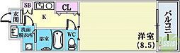 グレンパーク兵庫駅前 2階1Kの間取り