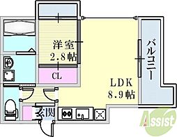ＳＤグランツ神戸水木通 2階1LDKの間取り