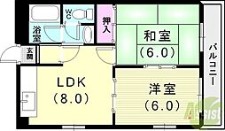 メイプル森友 4階2LDKの間取り