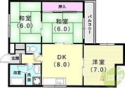 秋定マンション 3DKの間取図画像
