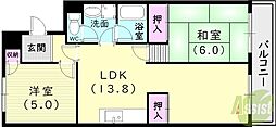 エクセラン今田 2LDKの間取図画像