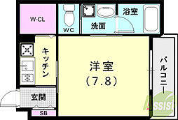 ワコーレヴィアーノ須磨行幸町 1Kの間取図画像
