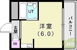黒田第2ビル ワンルームの間取図画像