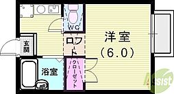 シャンブレット 1Kの間取図画像