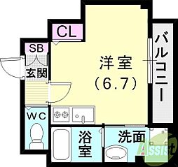 真野マンション ワンルームの間取図画像