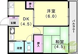 サニーヒル2 2DKの間取図画像
