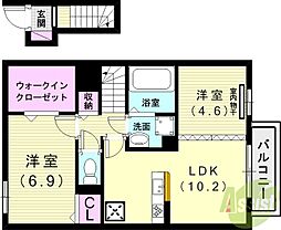 D-ROOM 天が岡 2LDKの間取図画像