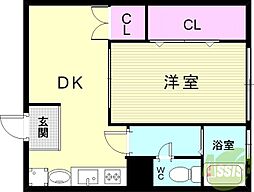 大上ビル 1DKの間取図画像