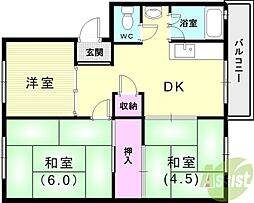伊川谷団地3号棟 3DKの間取図画像