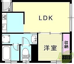 大上ビル 1LDKの間取図画像