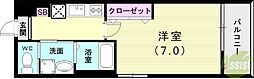 神戸市須磨区鷹取町4丁目マンション 1Kの間取図画像