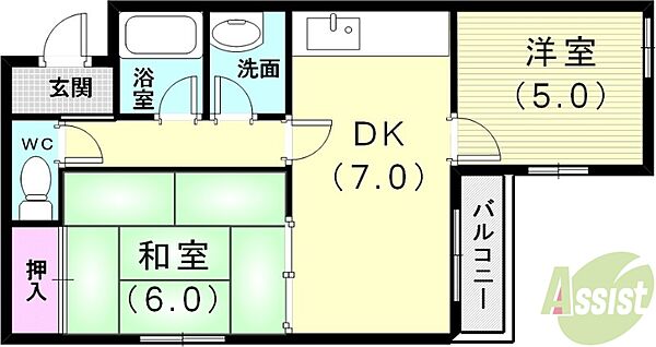 アッシュコート明石 ｜兵庫県神戸市西区持子2丁目(賃貸マンション2DK・2階・44.57㎡)の写真 その2