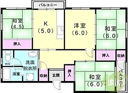 高倉台10団地52号棟 4DKの間取図画像