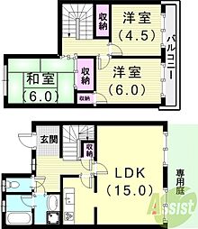 ファニータウン坂口 3LDKの間取図画像