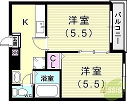 前田ハイツ 2Kの間取図画像