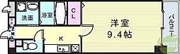 ハッピーデン 1Kの間取図画像