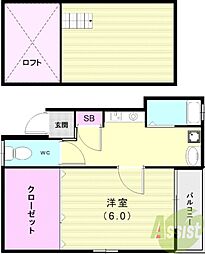 佐川ハイツ 1Kの間取図画像