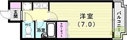 ロイヤル神戸王塚台 ワンルームの間取図画像