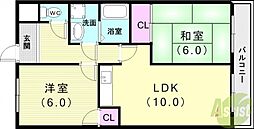 ジョイフル明和 2LDKの間取図画像